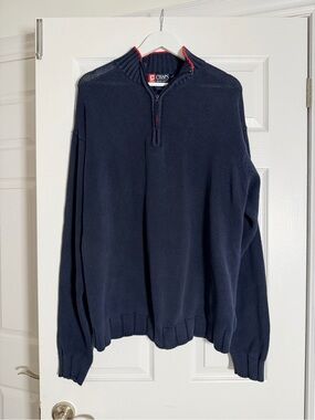 Chaps Ralph Lauren Men’s XL Navy 1/4 Zip Cotton Knit Sweater